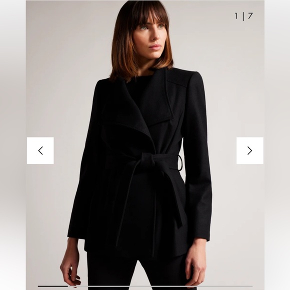 Ted Baker Rytaa Short Wool Coat, Black, Size 2 - Picture 2 of 14